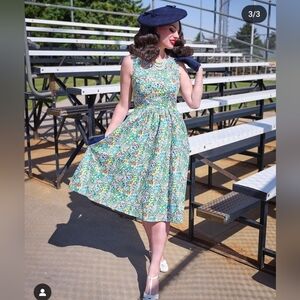 Retrolicious 4876 Painted Floral Midi Dress XL NWT